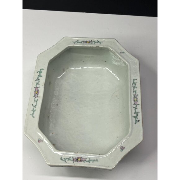 Antique Chinese Famille Rose Porcelain Long Octagonal Bowl Qianlong Period 1700s - Picture 8 of 10